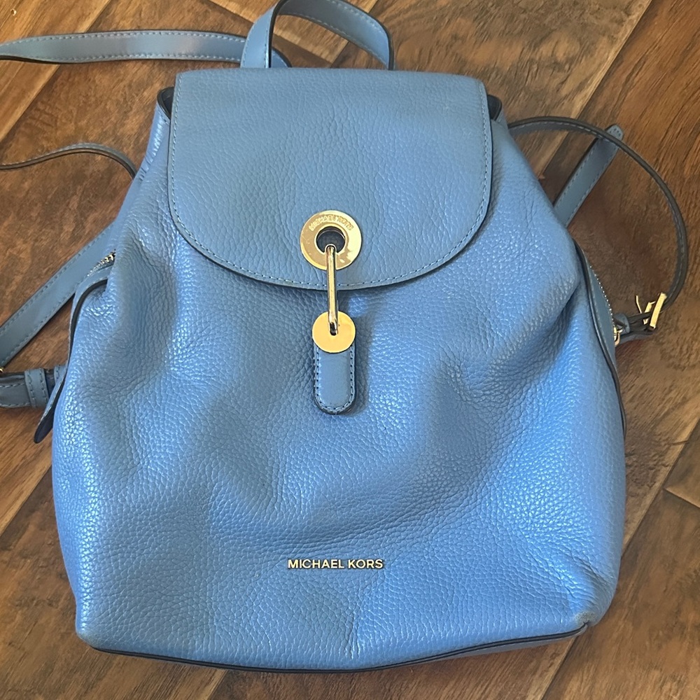 Michael Kors Sky Blue Leather Backpack